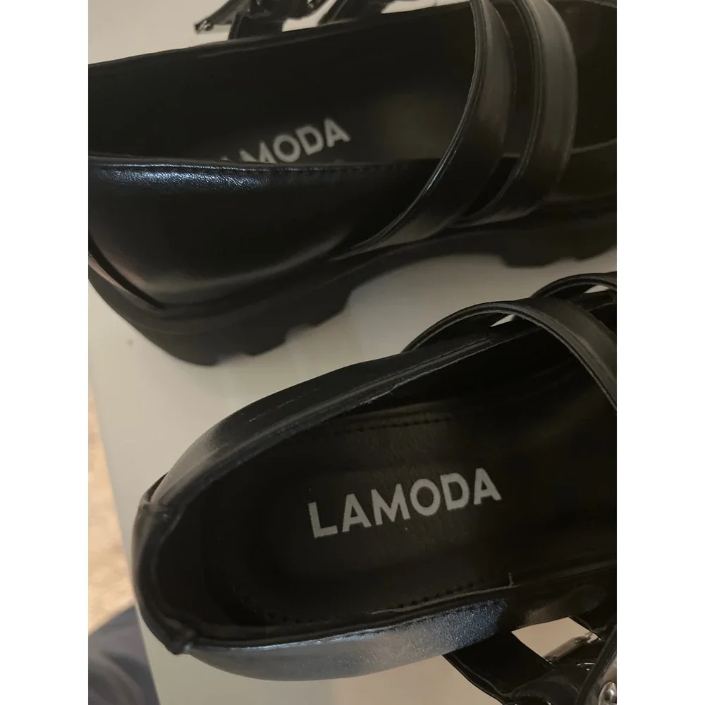 Lamoda Black Double Buckle Platform Mary Jane Lug Sole Shoes Womens 7 Goth‎ Punk